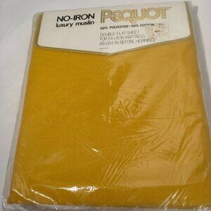 Springs Mills Double Flat Sheet No Iron Perquot Luxury Muslin Gold NEW Vintage